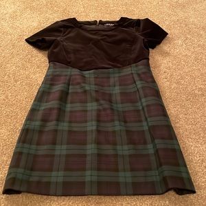 Holiday dress - black velvet feel on top and plaid on bottom!